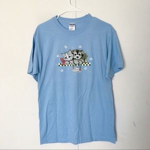 Blue cat and dog t shirt
